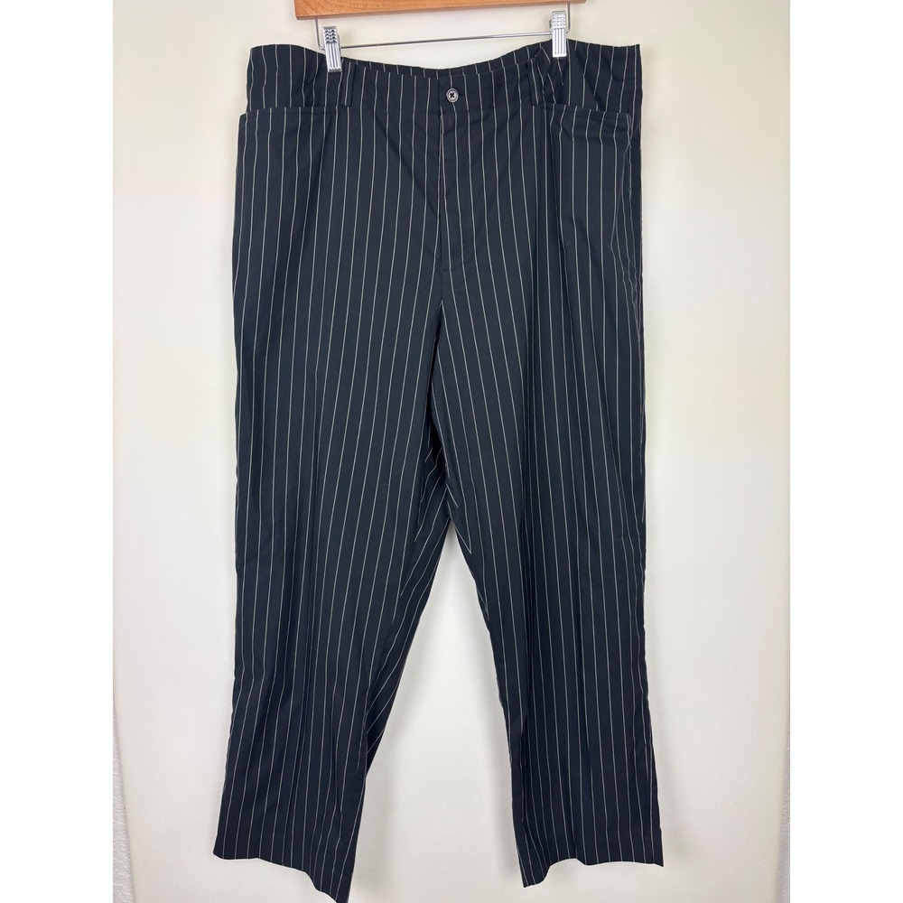 Lauren Ralph Lauren Womens Pinstripe Pants SZ 22W Black‎ White Straight Leg Work